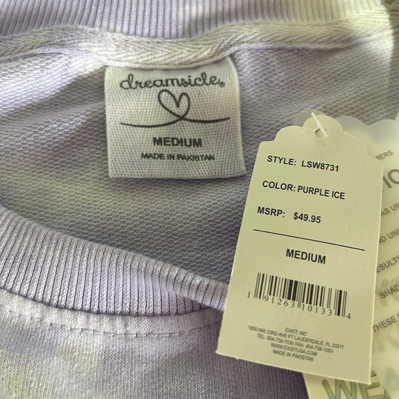 Dreamsicle Tie Dye Pullover,round neck,rib knit cuff/waist,extended hem - Picture 2 of 8